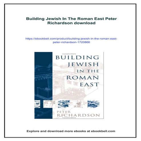 Building Jewish In The Roman East Peter Richardson | PDF