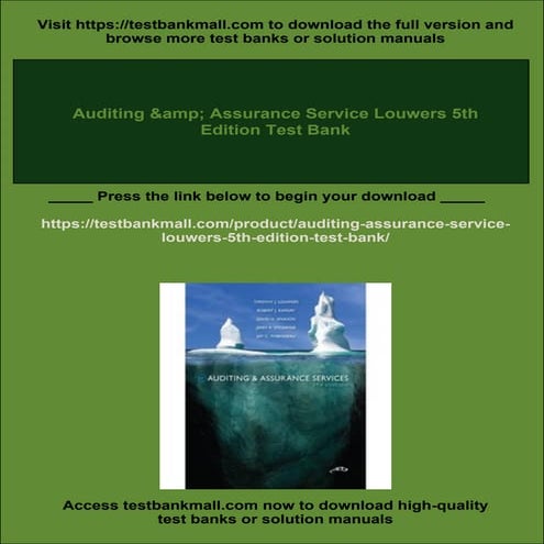 Auditing &amp; Assurance Service Louwers 5th Edition Test Bank
