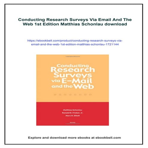 Conducting Research Surveys Via Email And The Web 1st Edition Matthias Schonlau