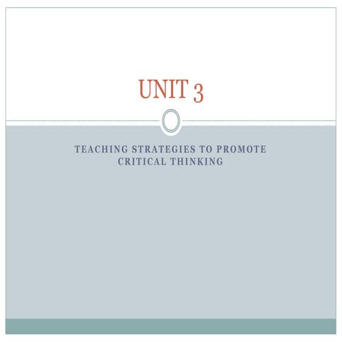 Teaching Strategies to Promote Critical thinking-8611-UNIT 3