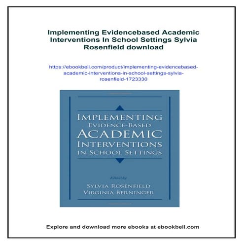 Implementing Evidencebased Academic Interventions In School Settings ...