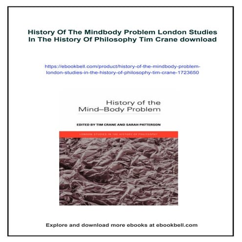History Of The Mindbody Problem London Studies In The History Of ...