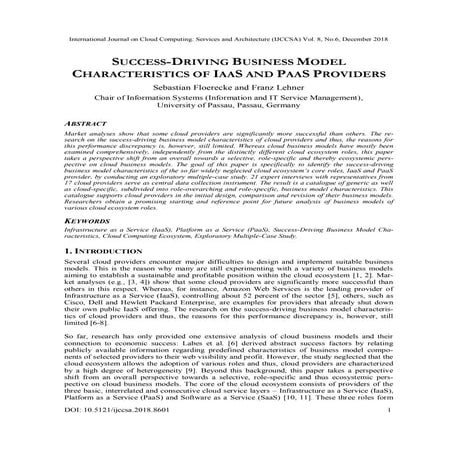 SUCCESS-DRIVING BUSINESS MODEL CHARACTERISTICS OF IAAS AND PAAS PROVIDERS