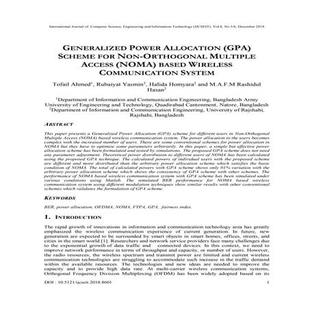 GENERALIZED POWER ALLOCATION (GPA) SCHEME FOR NON-ORTHOGONAL MULTIPLE ACCESS ...