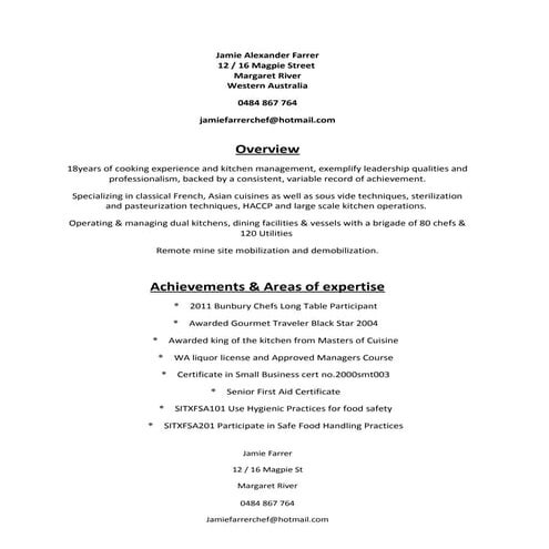 jamies new cv | RTF