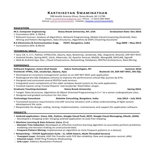 Karthikeyan Swaminathan Resume