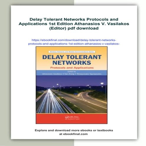 Delay Tolerant Networks Protocols and Applications 1st Edition Athanasios V. ...