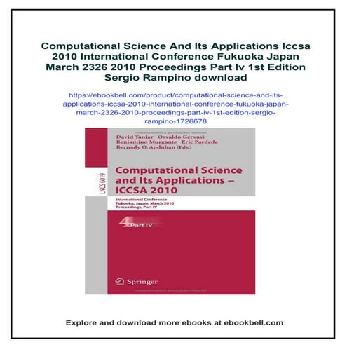 Computational Science And Its Applications Iccsa 2010 International ...