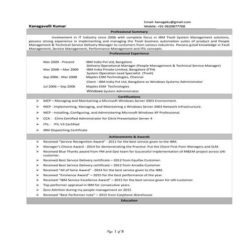 Kanagavalli Kumar - Profile