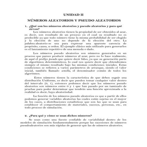 Numeros Pseudo-aleatorios y variables aleatorias