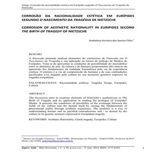 CORROSÃO DA RACIONALIDADE ESTÉTICA ...