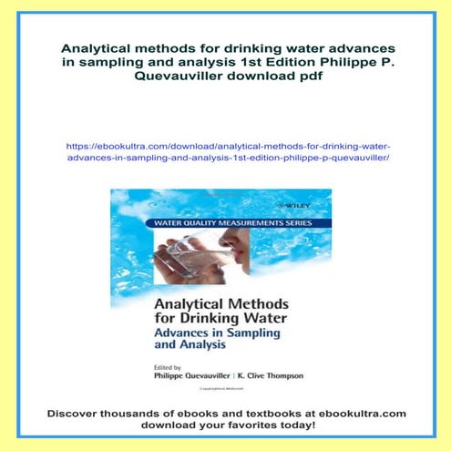 Analytical methods for drinking water advances in sampling and analysis 1st E...