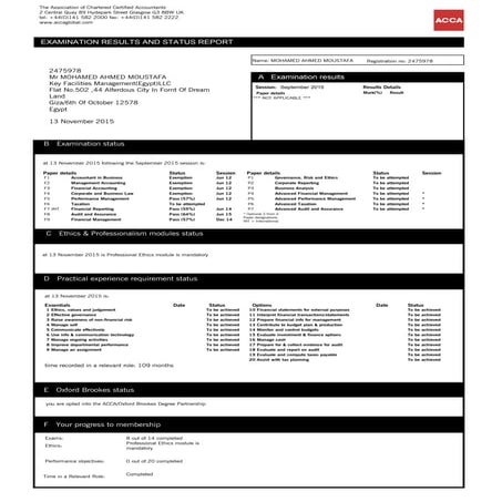 ACCA transcript | PDF