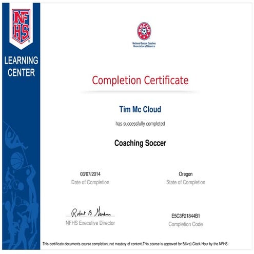 NFHS COACHING SOCCER PPT