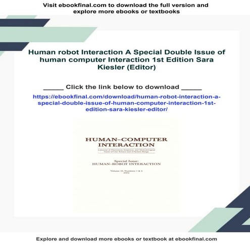 Human robot Interaction A Special Double Issue of human computer Interaction ...