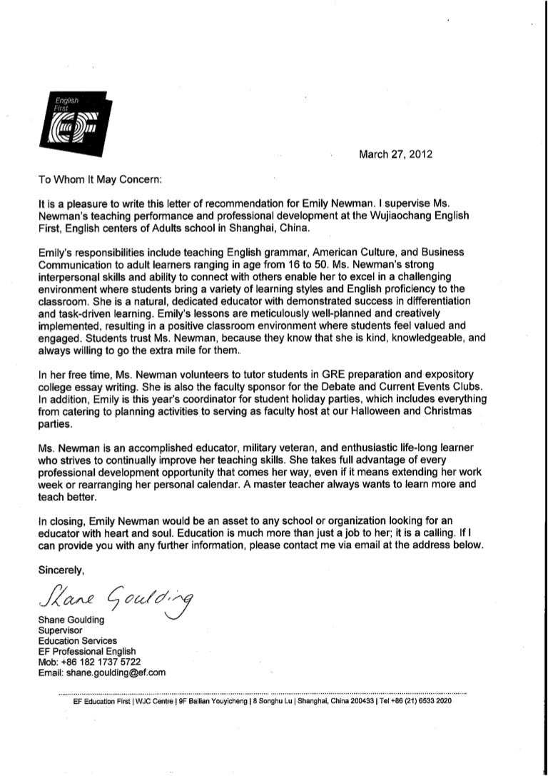 Ef Letter Of Rec 1