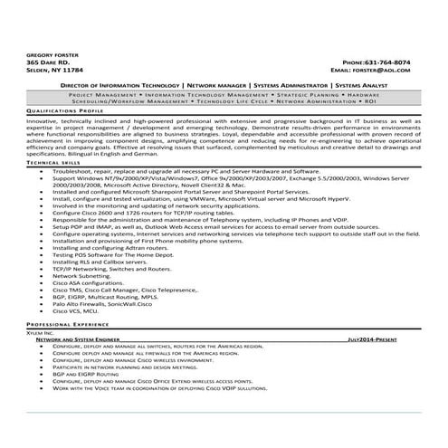 Gregory Forster Resume