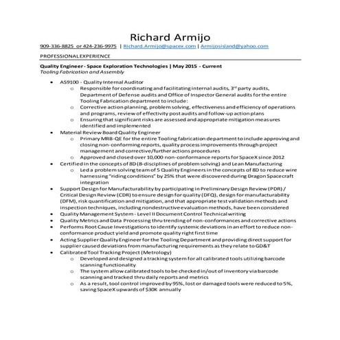 Richard Armijo - Resume