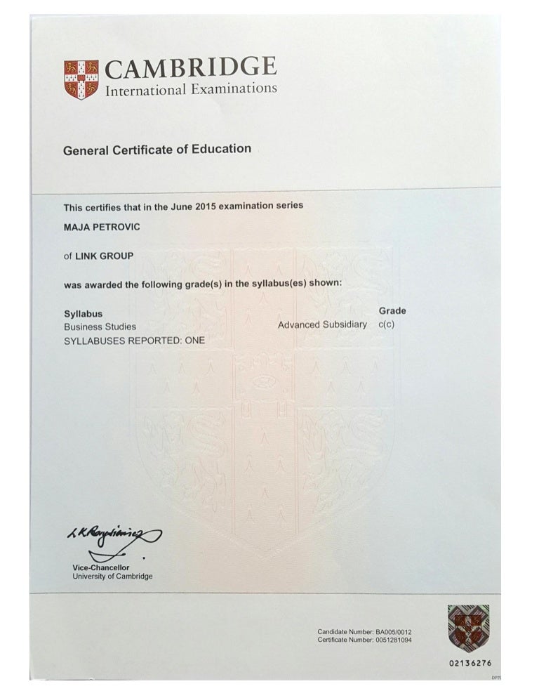 Cambridge Diploma in Business