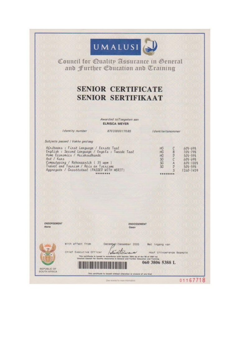 Senior Certificate