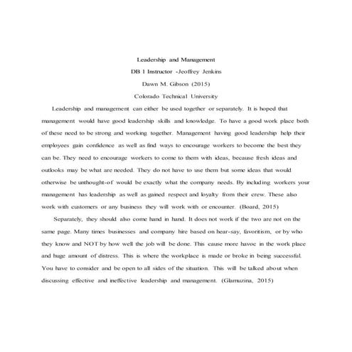 Leadership and Management db1 gibson dawn