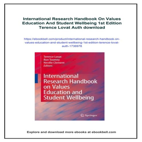 International Research Handbook On Values Education And Student ...
