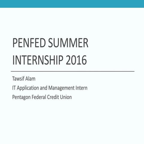 PenFed Summer  Internship 2016