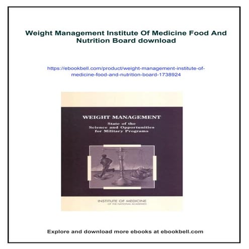Weight Management Institute Of Medicine Food And Nutrition Board | PDF