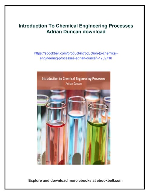 Introduction To Chemical Engineering Processes Adrian Duncan | PDF