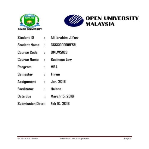 BUSINESS LAW ASSIGNMENT 2016_3