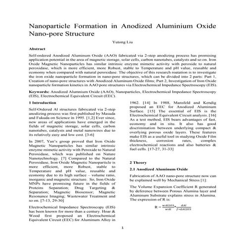 Yutong Liu - Final Report - Anodized Aluminium Oxide (AAO)