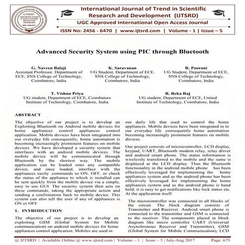 Advanced Security System using PIC through Bluetooth