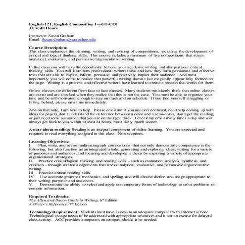 Syllabus English 121