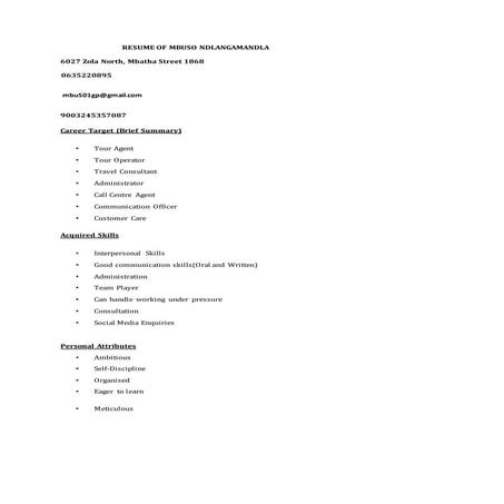 CV MBUSO NDLANGAMANDLA