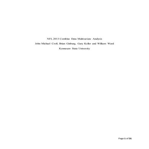 NFL 2013 Combine Data Multivariate Analysis