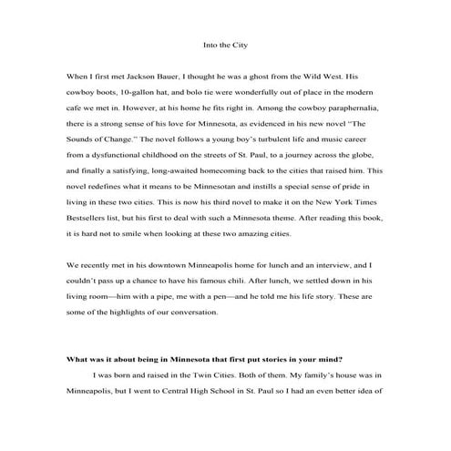 Interview Article Writing Sample