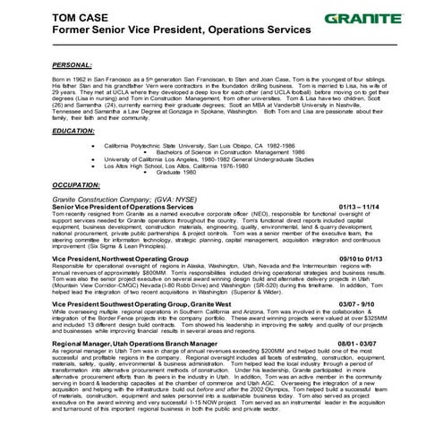 Tom Case Resume 2014