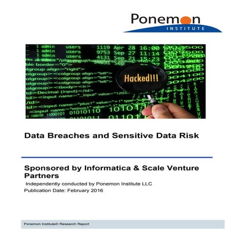Ponemon Institute Data Breaches and Sensitive Data Risk