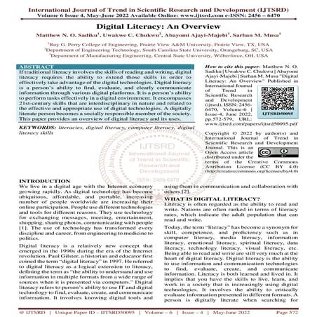 Digital Literacy An Overview