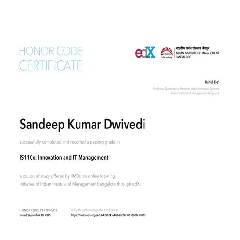 Sandeep IS110x Innovation and IT Management