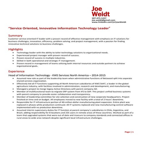 Joe DiCristofano Resume | DOC