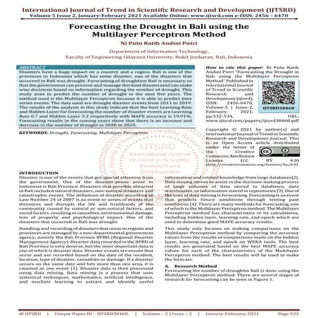 Prediction droughts using machine learning algorithm | PPTX