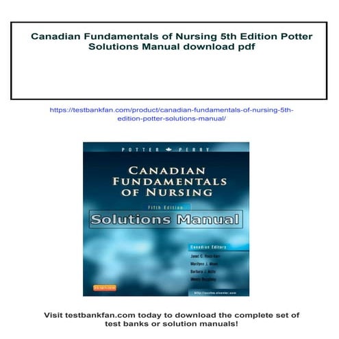 Canadian Fundamentals of Nursing 5th Edition Potter Solutions Manual