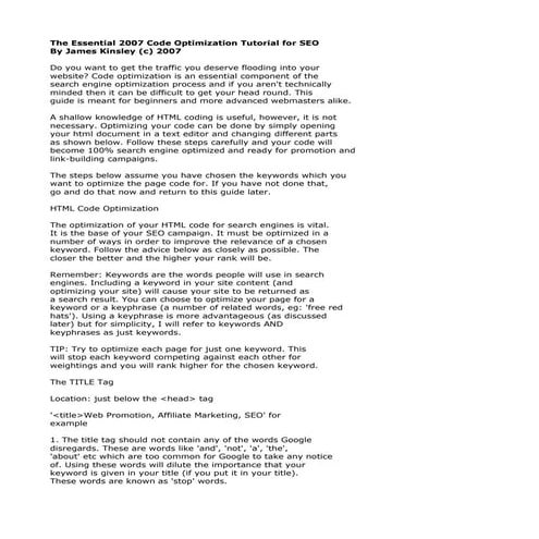 SEO ARTICLES - CHECKLIST ETC