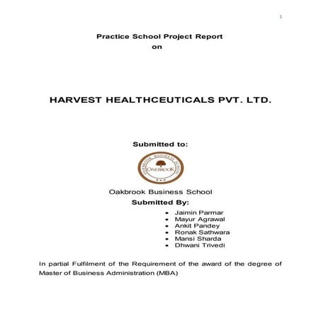 Practice School Project MBA Sam 1