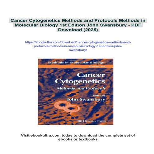 Cancer Cytogenetics Methods and Protocols Methods in Molecular Biology 1st Ed...