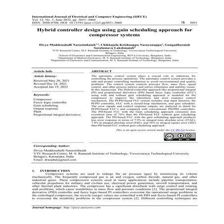 Hybrid controller design using gain scheduling approach for  compressor systems