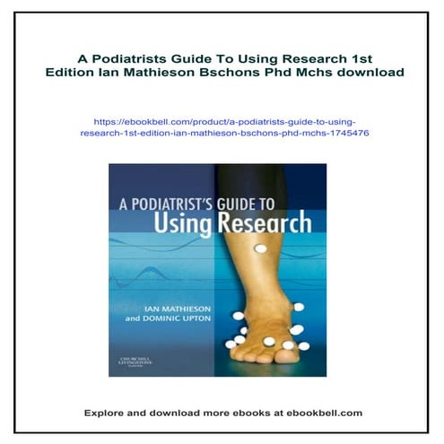A Podiatrists Guide To Using Research 1st Edition Ian Mathieson Bschons ...