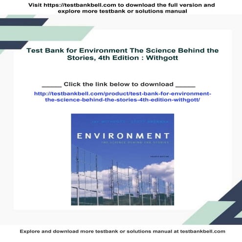 Test Bank for Environment The Science Behind the Stories, 4th Edition ...