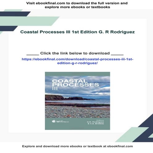 Coastal Processes III 1st Edition G. R Rodriguez
